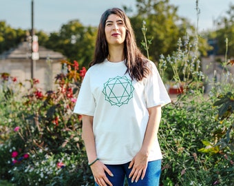 Unisex Embroidered Heart Chakra T-shirt in Organic Cotton