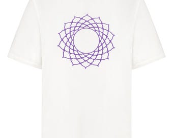 Unisex Crown Chakra Embroidered Organic Cotton T-shirt
