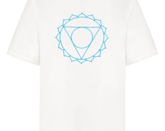 Embroidered Throat Chakra Unisex T-shirt in Organic Cotton