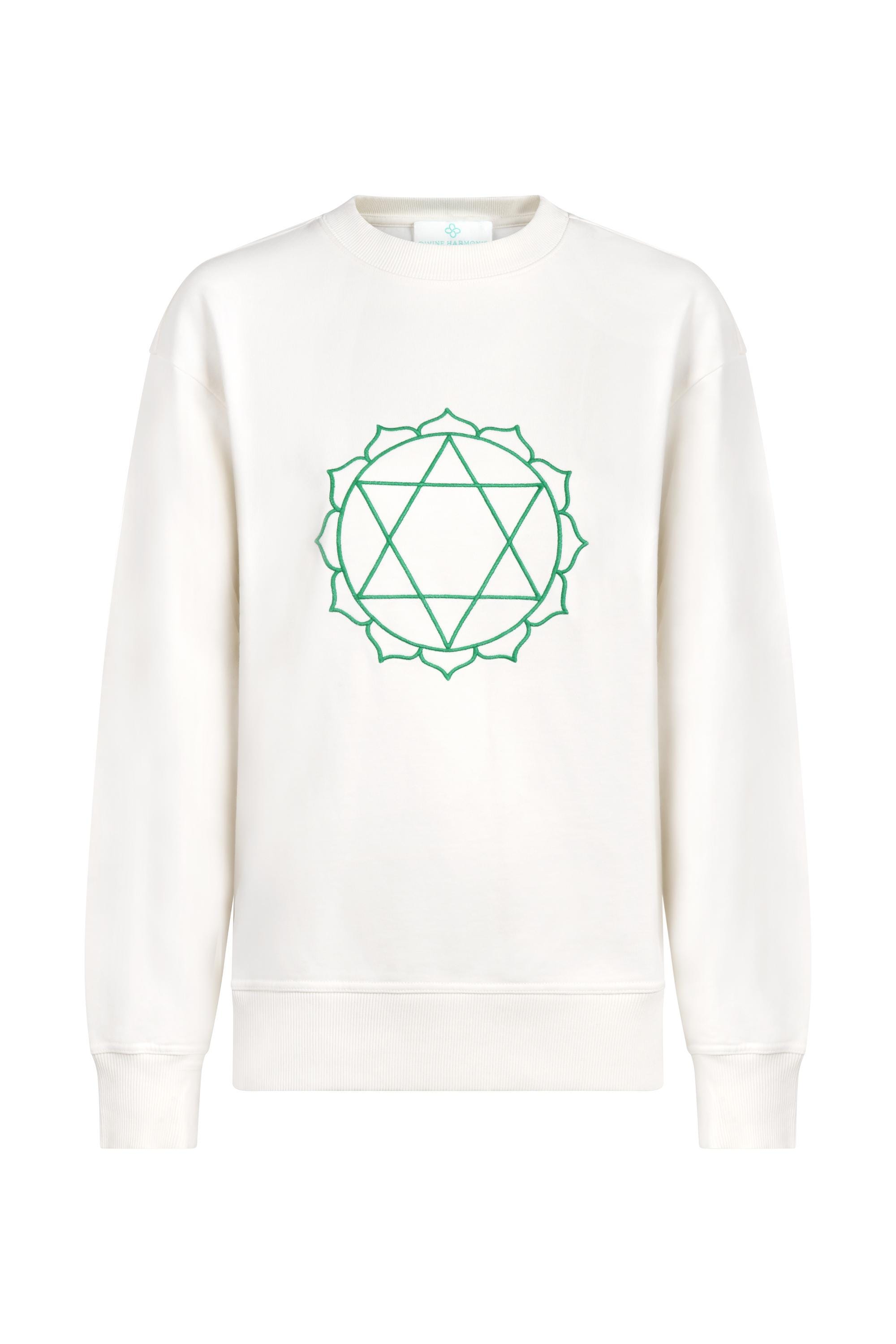 Unisex Sweatshirt Chakra Heart Embroidered in Organic Cotton