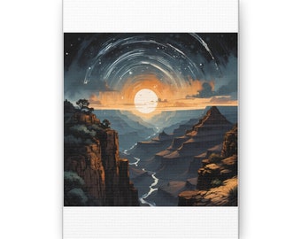 Grand Canyon Star Trails Canvas | Sunrise Wall Art | Cosmic River Landscape Artwork