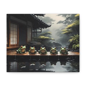 Zen Frogs in Serenity Wall Art Canvas Tranquility Meets Whimsy