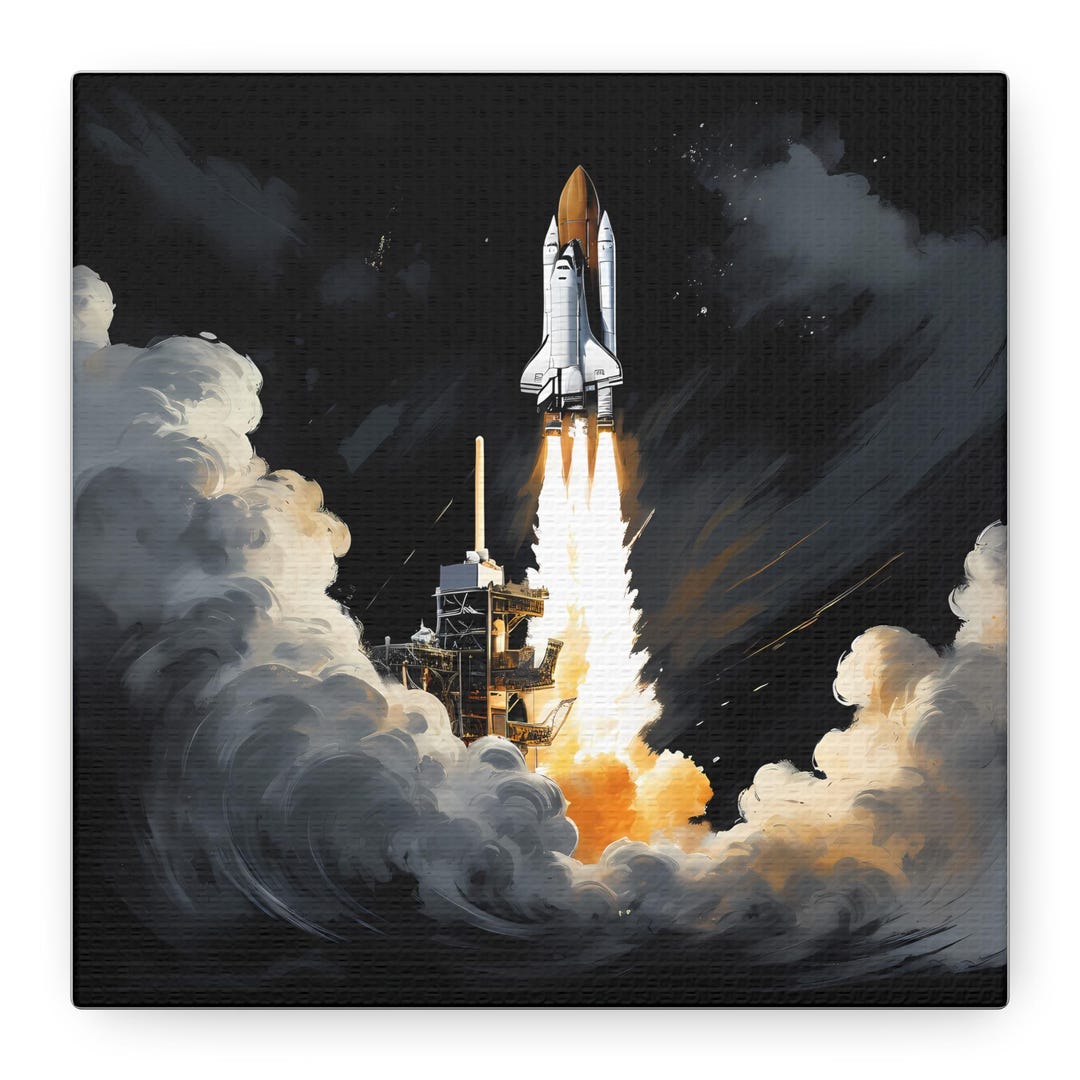 Retro Space Shuttle Launch Canvas Art: Sci-fi Outer Space Decor - Etsy
