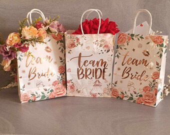 Floral Team Bride Party Gifts Bag 5 pack. Bridal Shower Bags, Hens party bags, Bachelorette party Gift bags, Bridesmaid Gift Bags