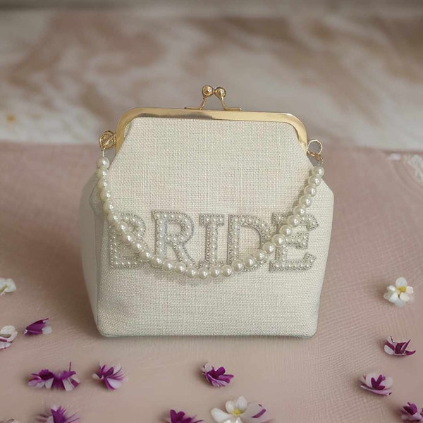 Bride Pearl Bag• Bride to be gift • Bridal shower purse •Bride gift • Bride Bag• Bride purse • Bachelorette party gift• Hens Party Bag