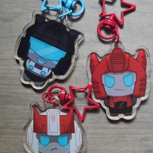 Llaveros de acrílico de 2" hechos por fans de Transformers Chibi Mini Transformers Jazz Cliffjumper Prowl