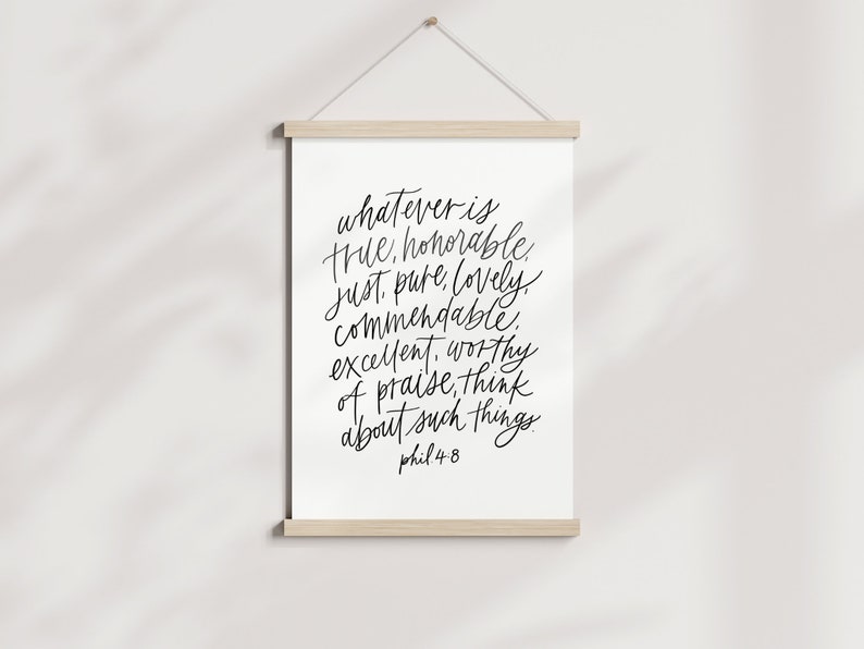 Philippians 4:8 Scripture Poster, Whatever is True Sign, Bible Verse ...