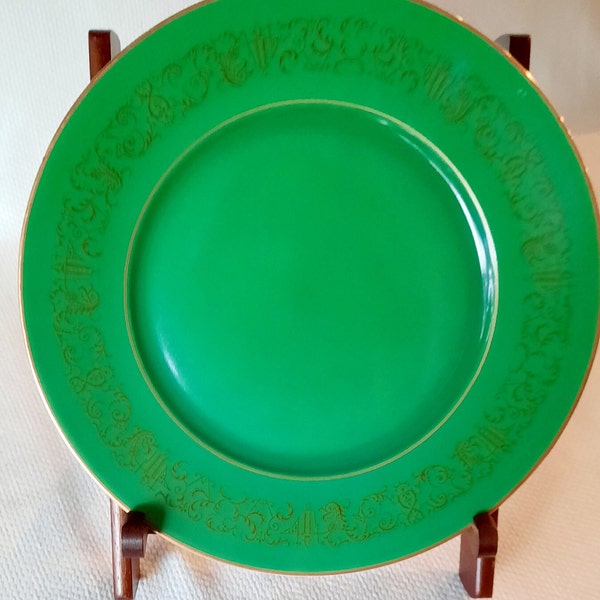 Set of 4 Emerald Green plates, Bauscher China, Weiden, Bavaria, for Arthur Schiller & Son, Chicago, 1928