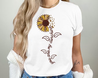 T-shirt tournesol et abeilles, tee-shirt inspiré de la nature « You Are My Sunshine », haut graphique floral, vêtements décontractés d’été unisexes