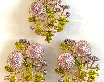Set of 3 Scottish Scotland THISTLE Flower Birthday Bridal Wedding Anniversary Prom Cottagecore Church Garden Brooch Pin Boutonniere