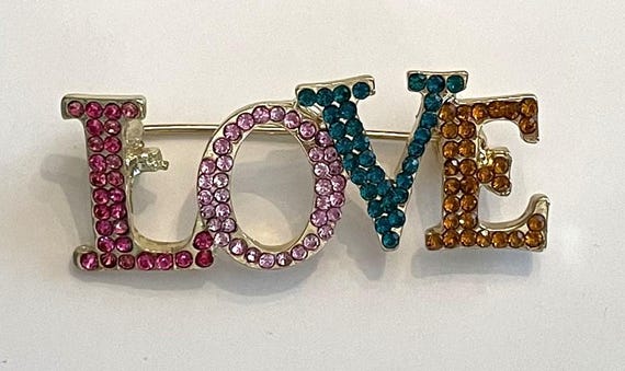 Multicolor Pave Crystal Script Capital Letter Wor… - image 1