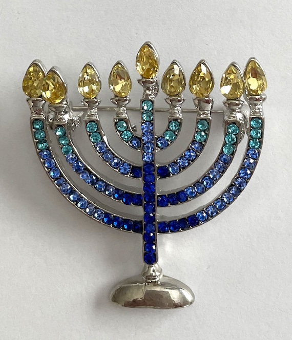 Large Statement Multicolor Pave Crystal Jewish Ch… - image 1