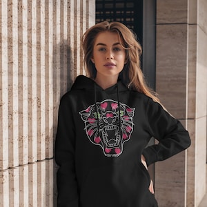 Heart and Panther Hooded Sweatshirt, valentine, gift for her, hoodie for her