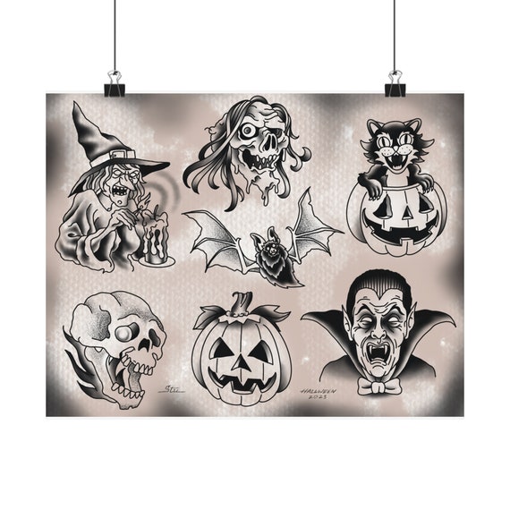 Tattoo Flash 11x14 Prints, Matte Horizontal Posters, Tattoo