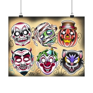 Stampe Tattoo Flash 11x14, poster orizzontali opachi, tatuaggio, tatuaggio tradizionale, tatuaggio vecchia scuola, tatuaggio flash, arte del tatuaggio, disegno del tatuaggio