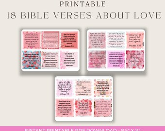 Printable Valentine’s Day Bible Verse Cards - Instant Download - 18 Printable Memory Verses - Love Bible Verses