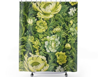 Morris Botanical Fabric Shower Curtain, Boho Home Decor Bath Curtain, William Morris Inspired Bathroom Curtain, Personalized Gifts | FCR37