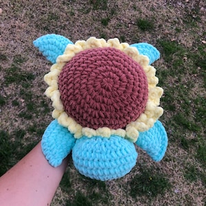Crochet Sunflower Turtle, Handmade Custom Stuffed Animal Plushie
