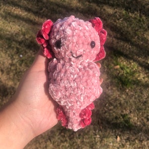 Handmade Velvet Axolotl Crochet Stuffed Animal Plush Toy