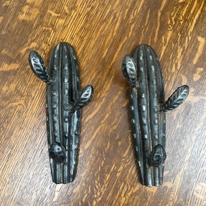 Cast Iron Cactus Wall Hooks, Southwestern, Wild West, Wall Decor, Set of 2