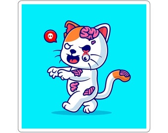 Waterproof Sticker - Cute zombie cat walking