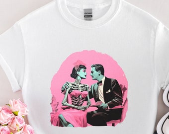 Retro Horror Valentine's Day Tee: 50s Style Spooky Love Shirt