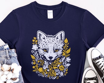Floral Fox T-Shirt: Unisex Animal Lover Tee, Nature Inspired