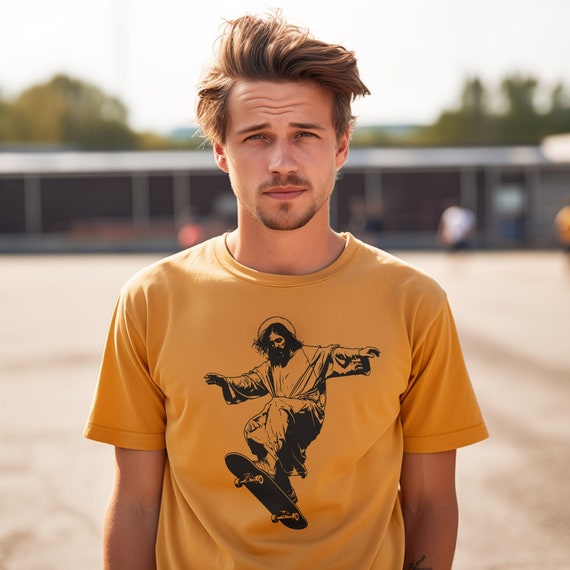 Skateboarding Shirt: Jesus Graphic Tee, Faith and Skate Culture, Unisex Soft-Style Casual