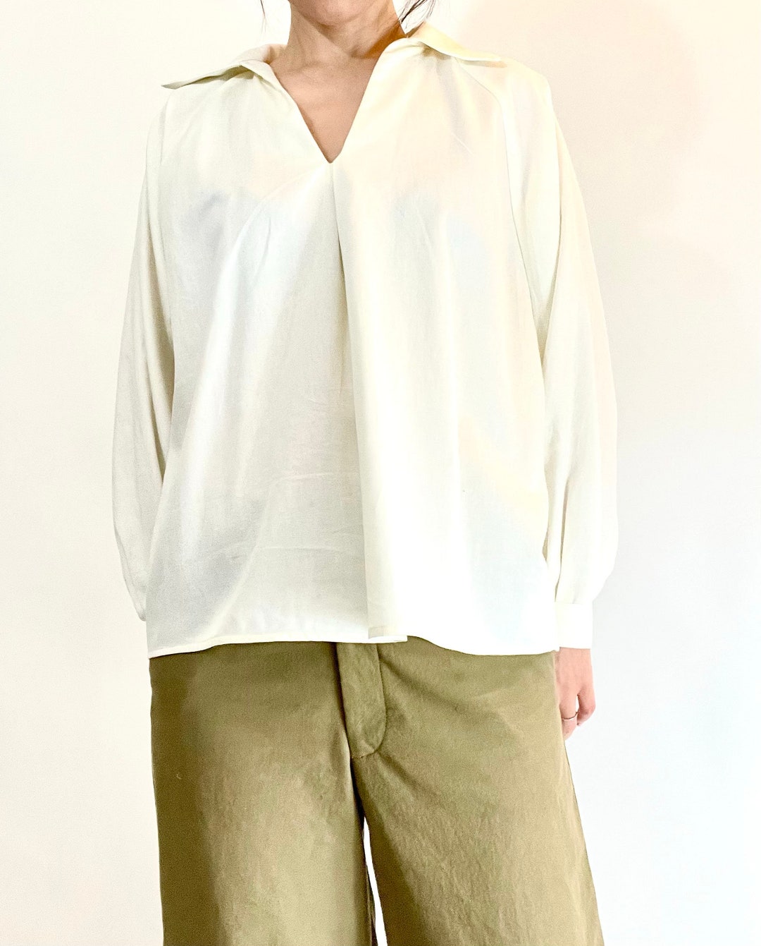Perfee Printed Johnny Collar Blouse