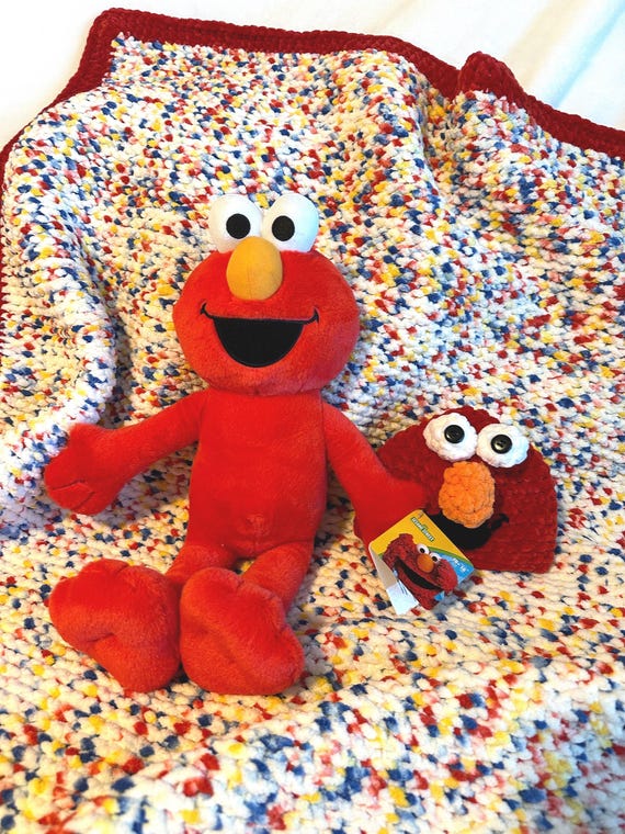 Large Primary Baby Blanket With Optional Hat Elmo Plush. Super Soft Cuddly Baby Blanket. GREAT Baby Shower baby or Toddler Gift Set Etsy