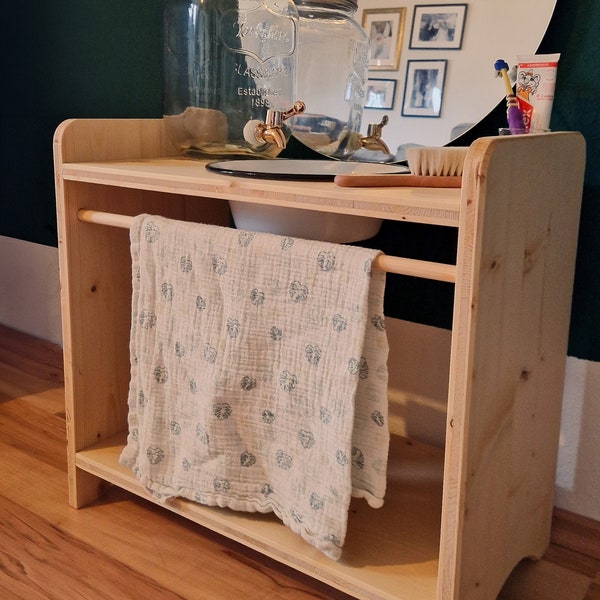 Lavabo Montessori, lavabo para niños, lavabo para niños fabricado en madera