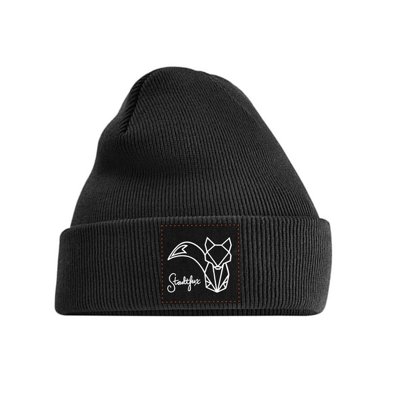 Beanie Mütze Fuchs Fox in Schwarz Stadtfux Edition Wintermütze im Fuchsdesign Bild 1