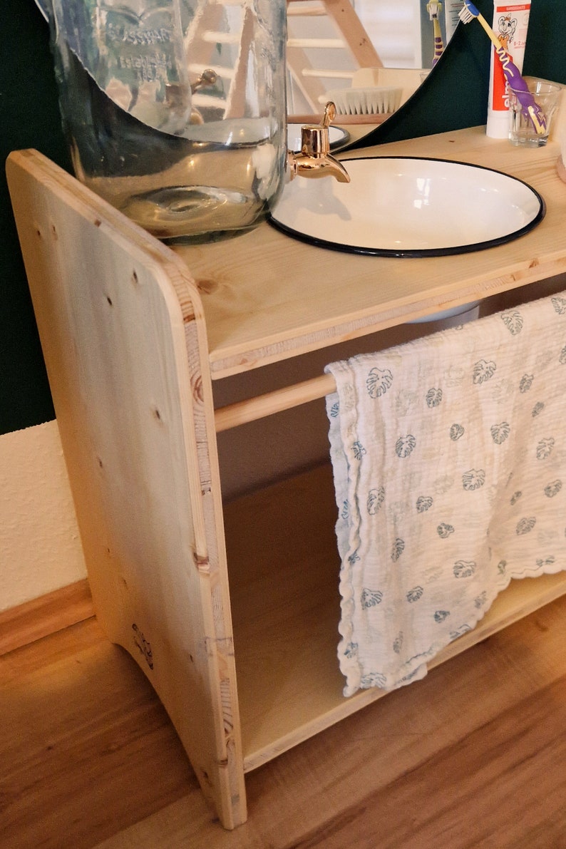 Montessori Waschbecken, Waschbecken für Kinder, Waschtisch für Kinder aus Holz Bild 4