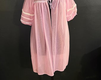 Vintage Baby Pink Dorsay Sheer Robe Size Small