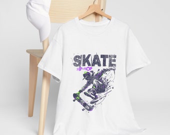 Skate HipHop Unisex Heavy Cotton Tee,unique t shirt, skateboard shirt, skateboard art, skateboard gifts, skateboard, skate hiphop shirt,