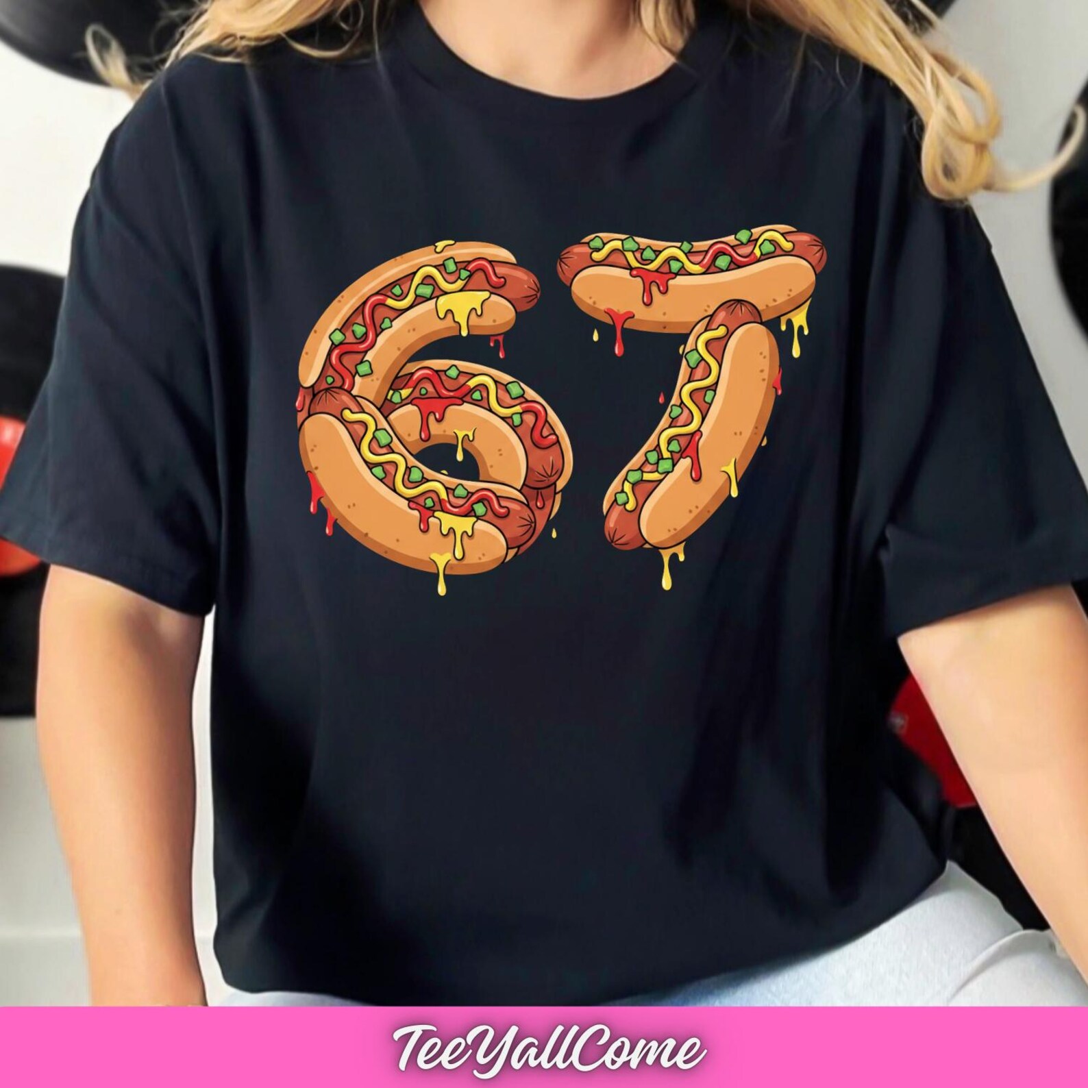 Hot Dog Number 67 PNG: Funny Food Art Number Png Retro Ketchup Mustard ...