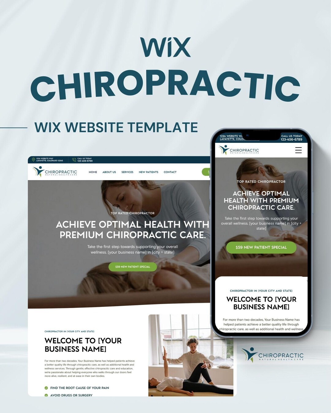Chiropractor Wix Website Template Etsy