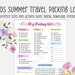 Printable Kids Summer Packing List, Kids Travel Packing List, Kids ...