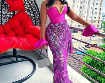 Wedding Guest, Lace style,Owanbe ,Aso ebi dress, Women Dress, African Lace Gown, Dress for Women, Evening Dress, Nigerian Trendy gown