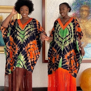 African fringe dress, Ankara dress, African Bubu outfit , African dresses for women, Ankara gown, Elegant big auntie dress zdjęcie 5