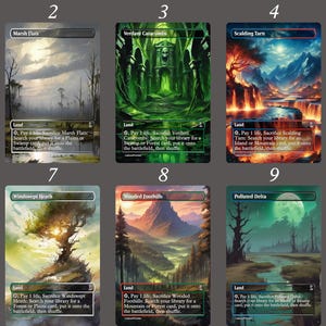 Arte completo Boarderless Foil Fetch lands / Proxies MTG premium hechos a mano