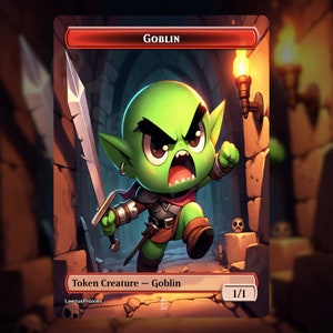Fichas de Goblin Chibi de lámina de arte completo / Fichas MTG premium hechas a mano