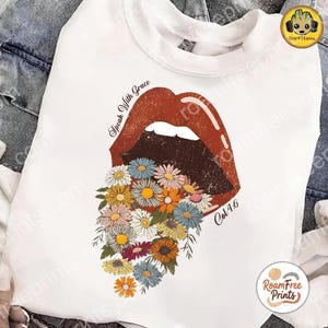 sprechen Sie mit Anmut col 4: 6 - floralen Zunge -Png-Datei für Sublimation und mehr