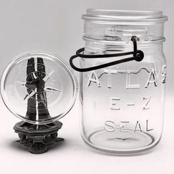 16 Oz Atlas E-Z Seal (~1910) Clear Glass Mason Jar Canning Jar