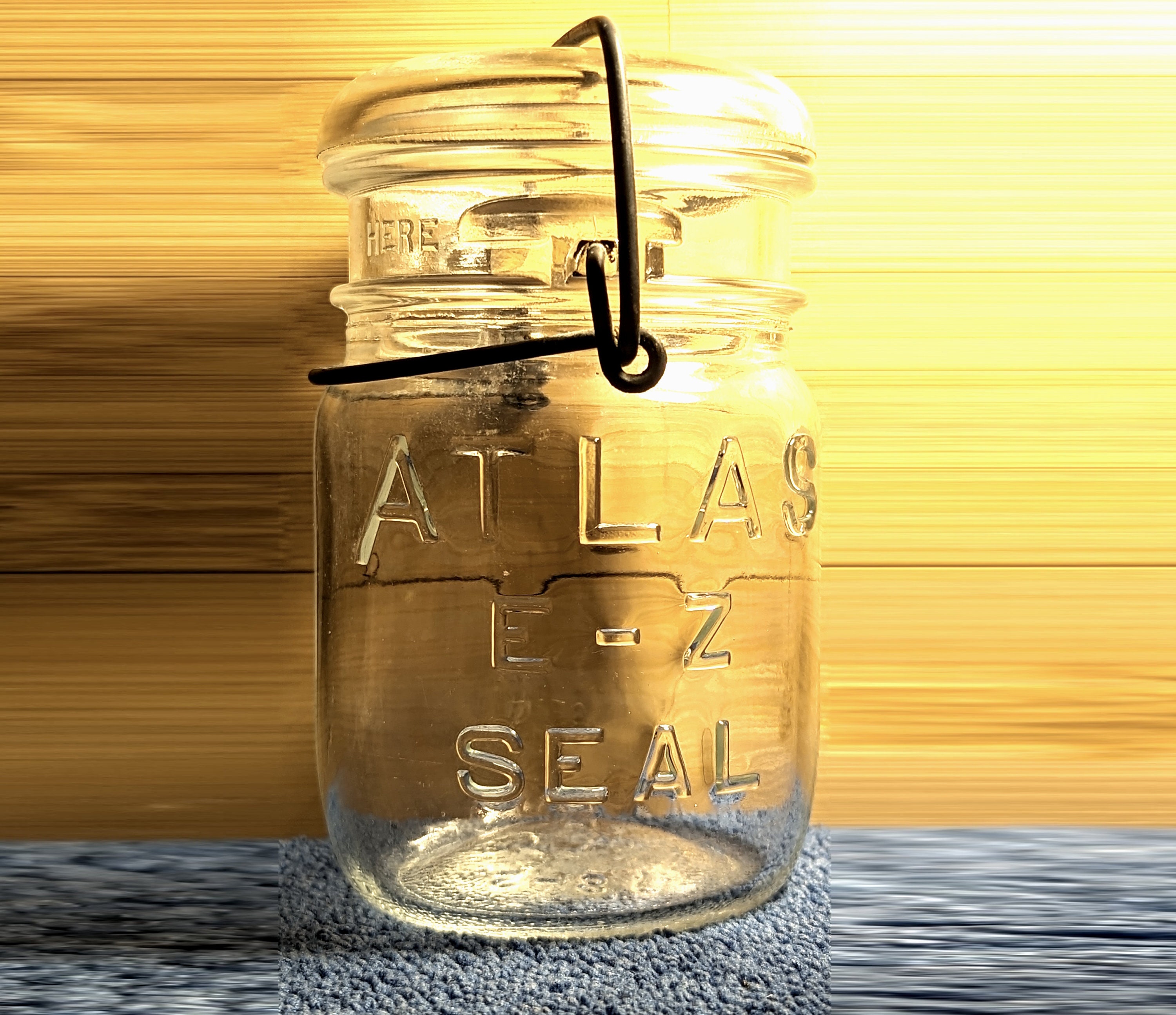 16 Oz Atlas E-Z Seal (~1910) Clear Glass Mason Jar Canning Jar