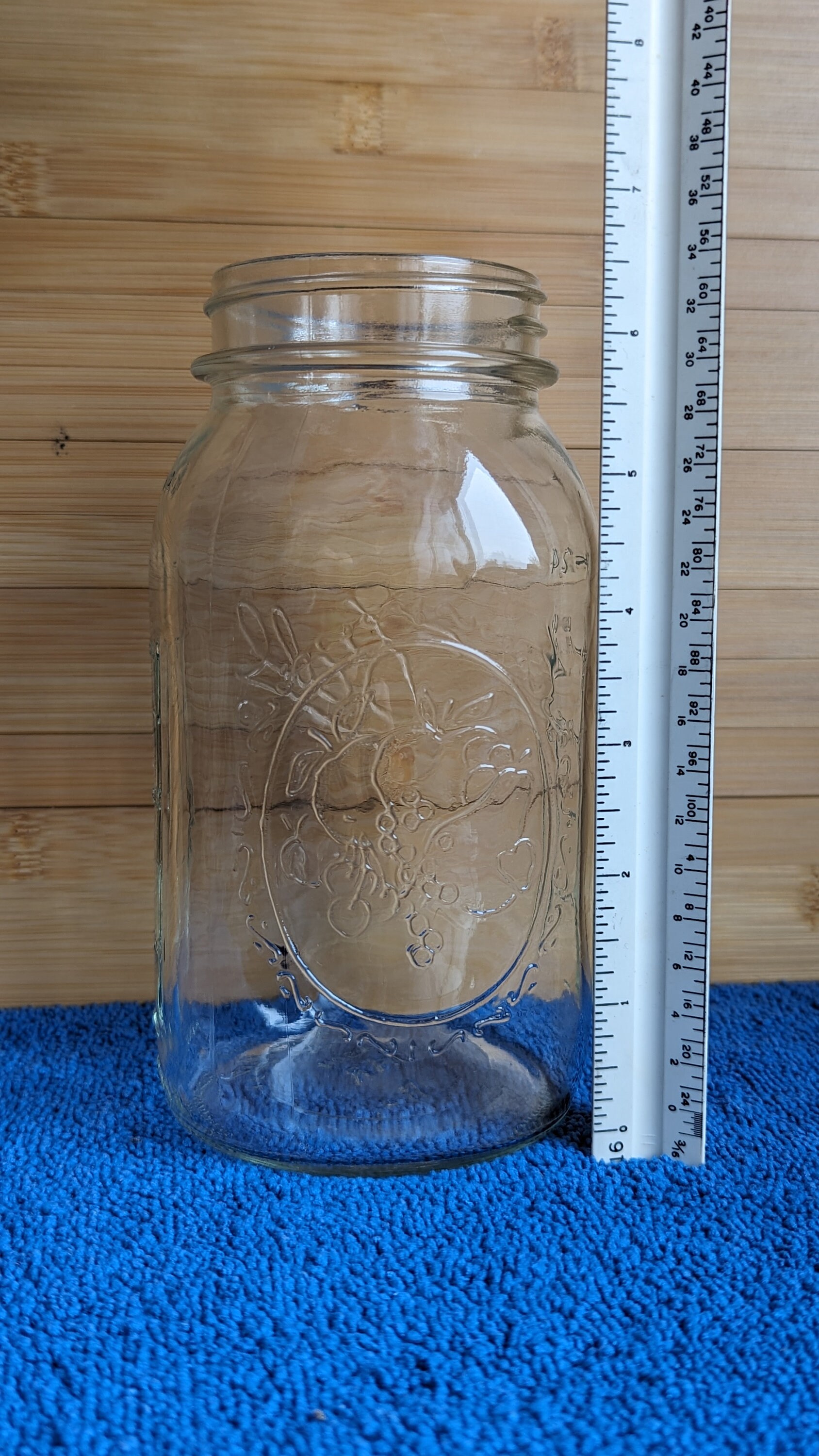 Ball Mason Jar Vintage 1975 With Fruit Embossed in Great Condition