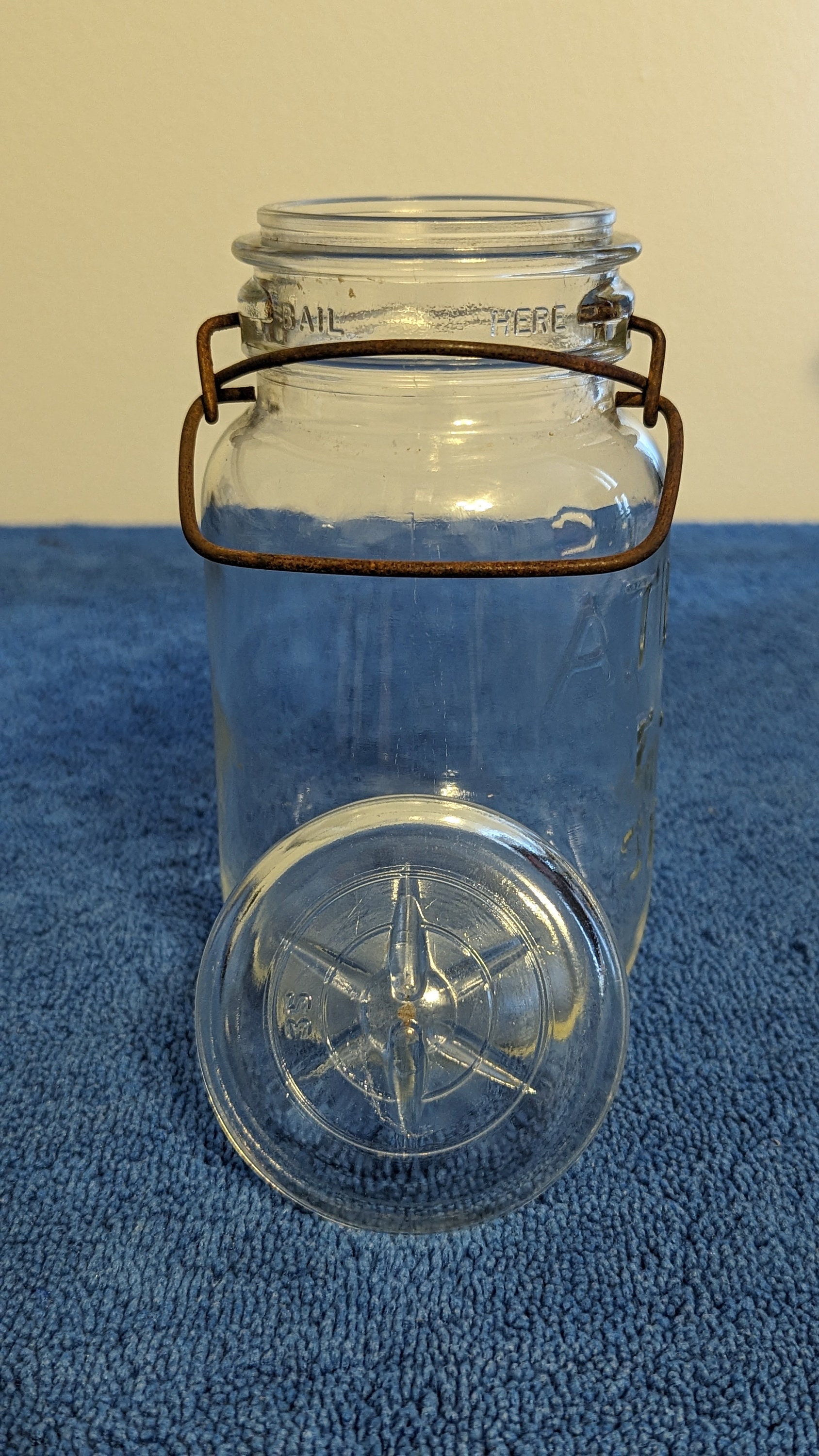 Atlas E-Z Seal (~1910's) Clear Glass Mason Jar Canning Jar With