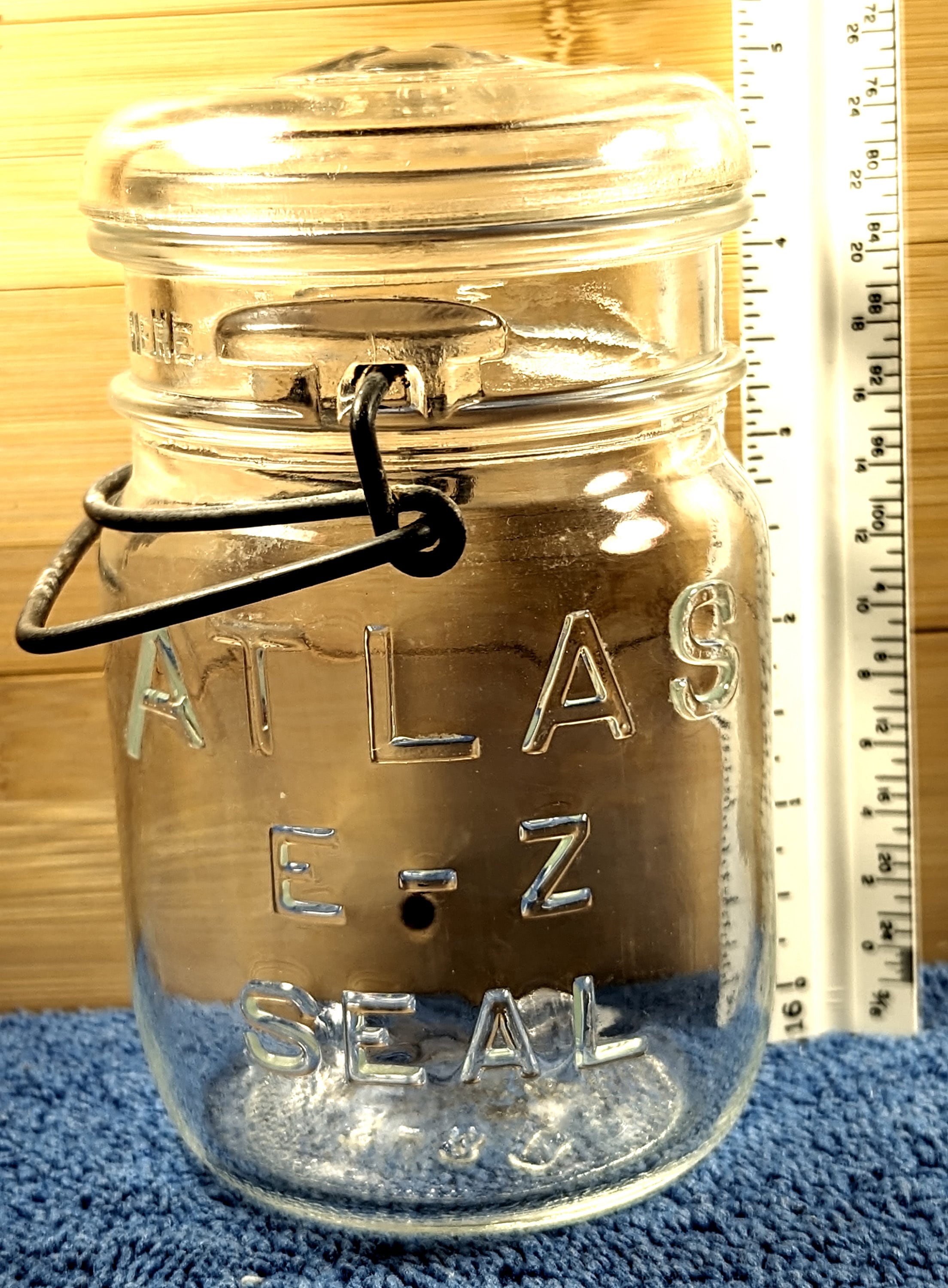 16 Oz Atlas E-Z Seal (~1910) Clear Glass Mason Jar Canning Jar