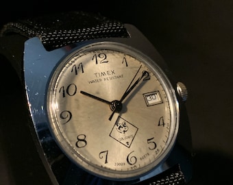 Timex 1975 Cub Scouts Mechanical Manual Wind Watch With Date Function, Serviced