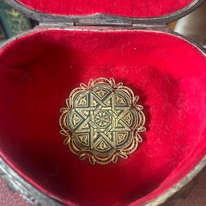 Vintage Damascene Filigree Brooch